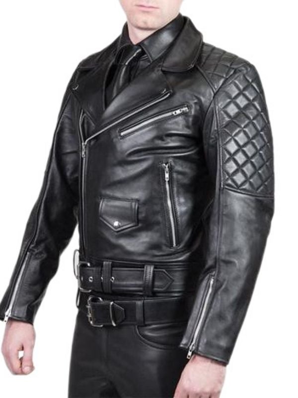 Bikerjacke aus echtem Leder für Herren