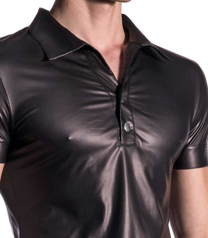 Lässiges Polo-T-Shirt aus Leder