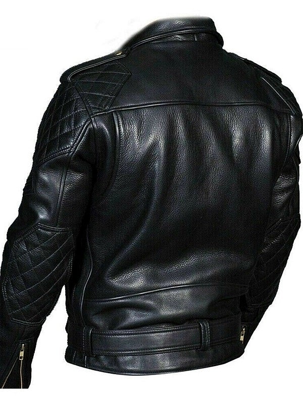 Schwarze Biker-Lederjacke im Polizei-/Cop-Stil