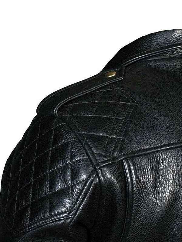 Biker's Black Leather Jacket Police/Cop Style