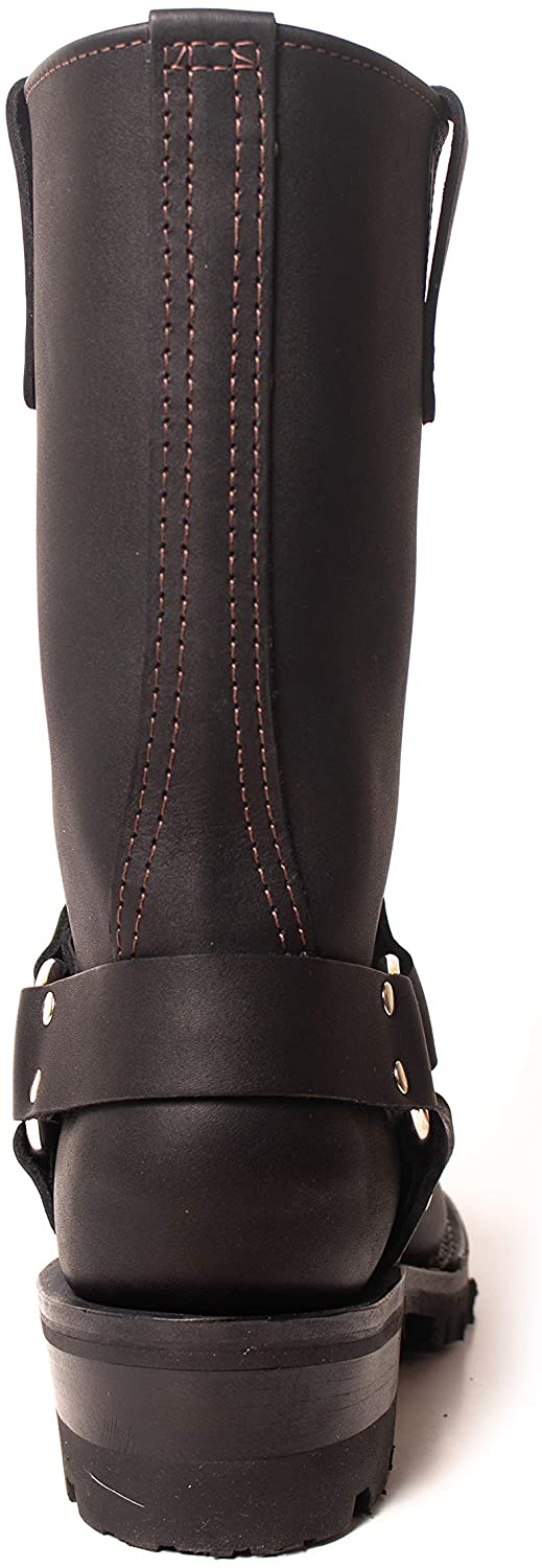 Schwarze Lederstiefel mit Riemen