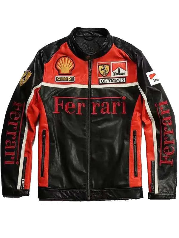 Ferrari Genuine Leather Jacket – Premium Racing Style Men’s Jacket