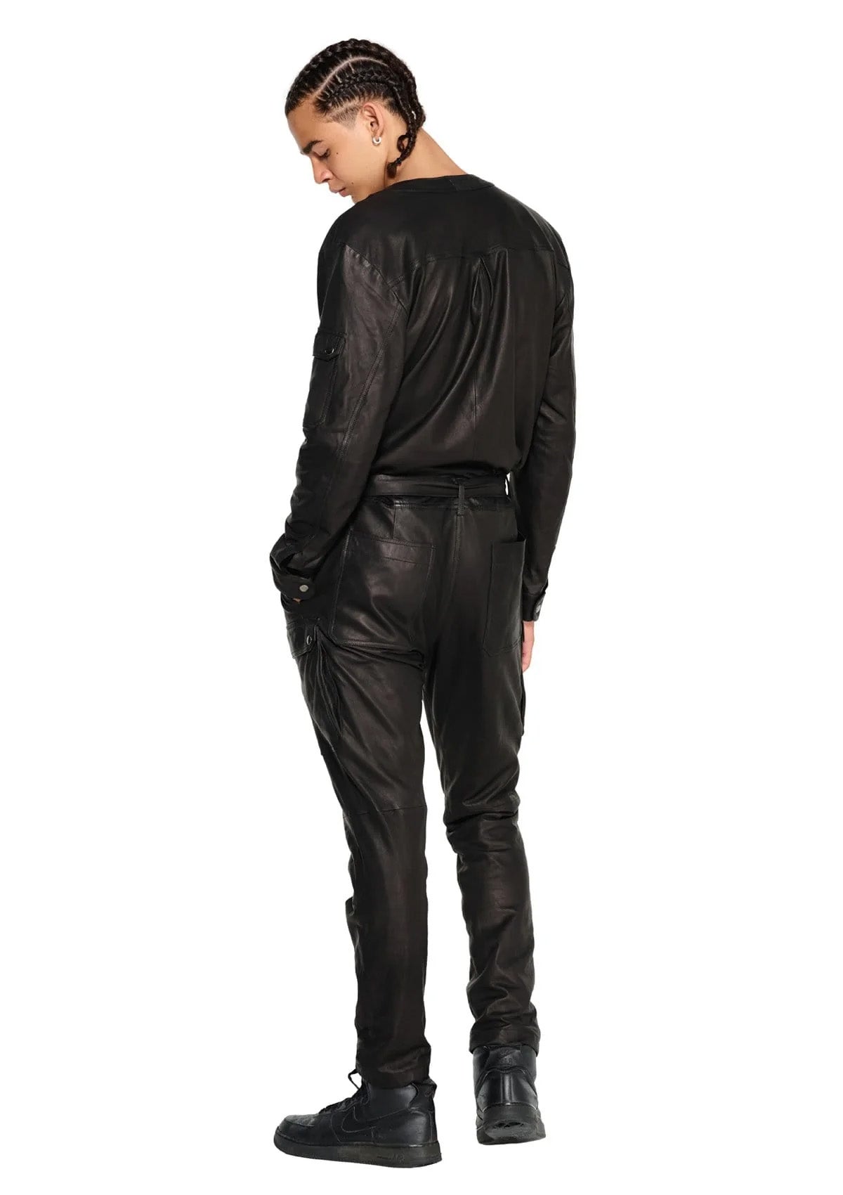 CARGO-JUMPSUIT AUS LEDER SCHWARZ