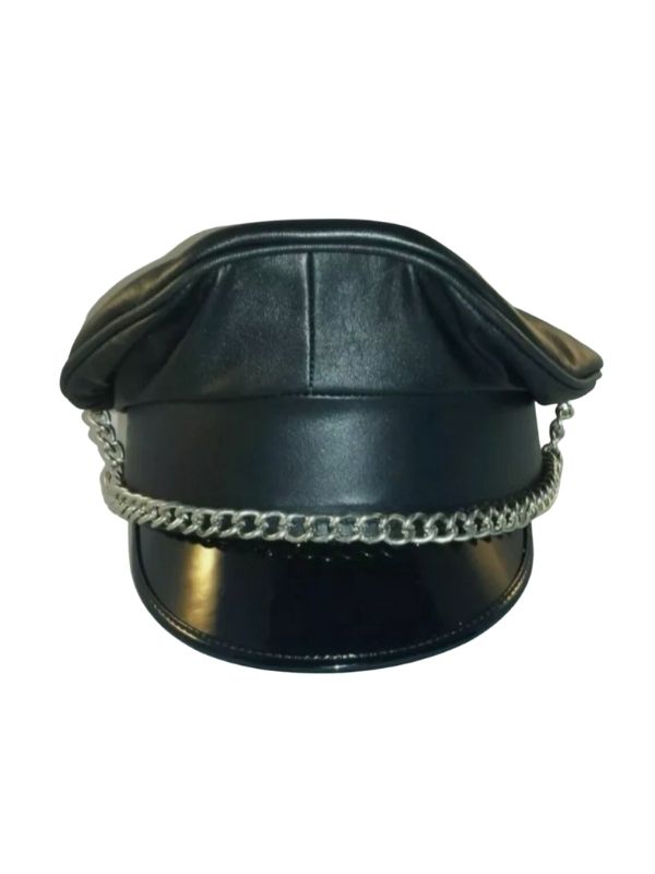 Bikercap aus Leder Schwarz