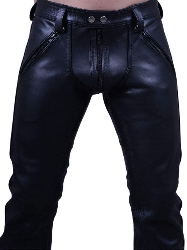 Herren Echtlederhose Schwarz