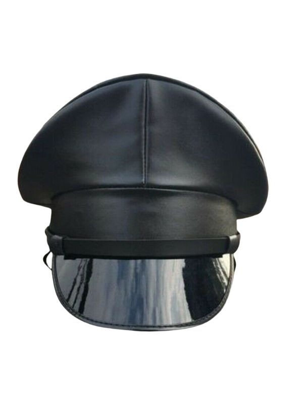 Bikercap aus Leder mit niedriger Krempe