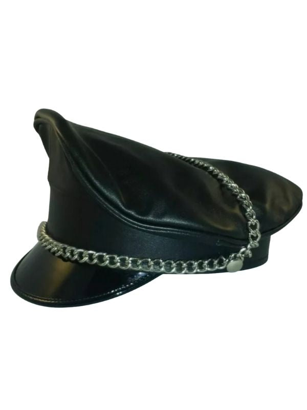 Bikercap aus Leder Schwarz