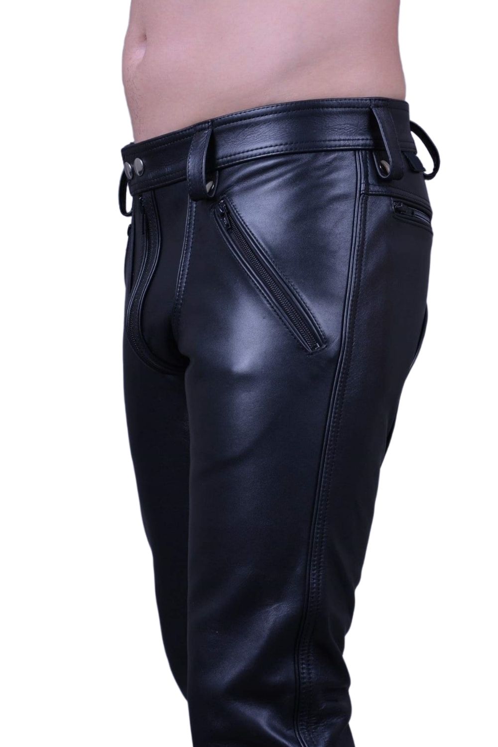 Herren Echtlederhose Schwarz