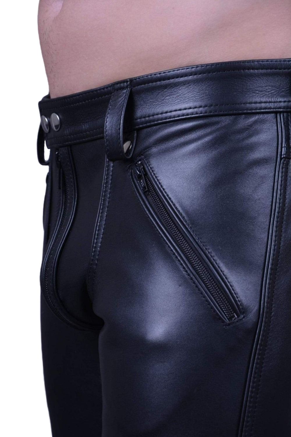 Herren Echtlederhose Schwarz